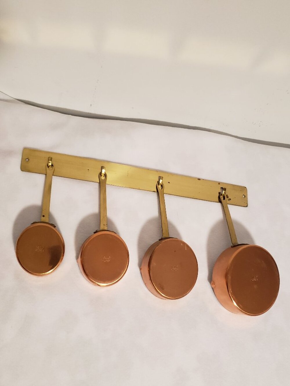 Vintage Copper Brass Measuring Cups Set Spouted Nesting Handled HEAVY Korea